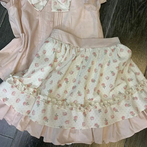 Rose Daydream - Sweet Himekaji Sleeveless Top and Skirt Set