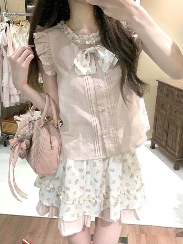 Rose Daydream - Sweet Himekaji Sleeveless Top and Skirt Set