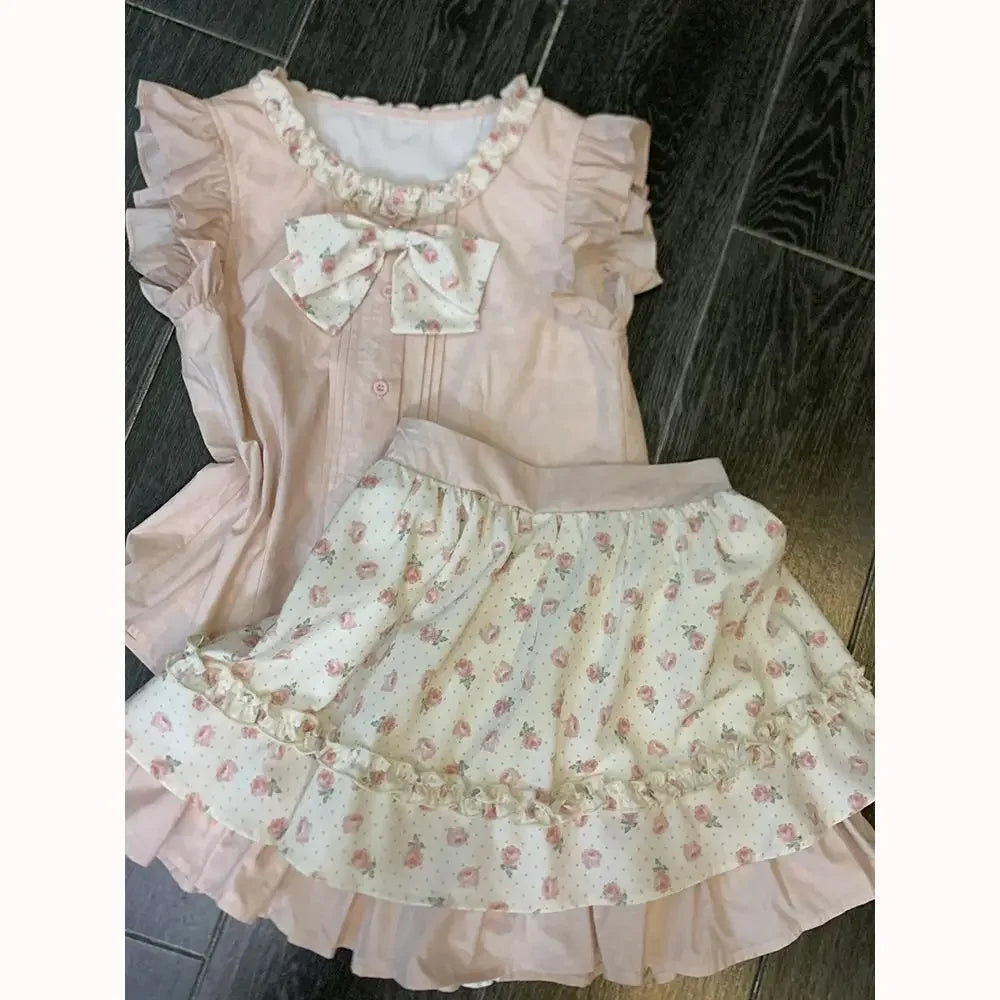 Rose Daydream - Sweet Himekaji Sleeveless Top and Skirt Set