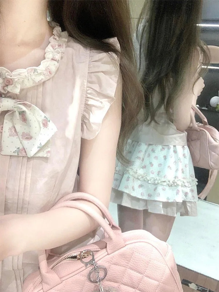 Rose Daydream - Sweet Himekaji Sleeveless Top and Skirt Set