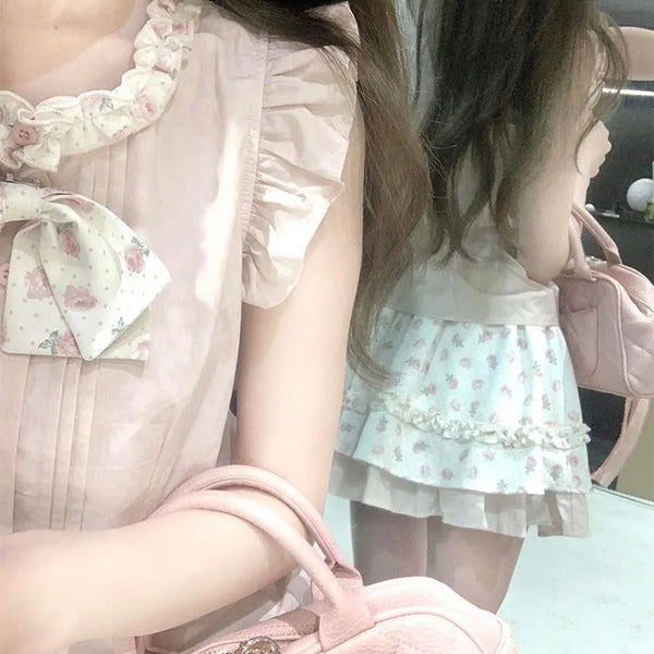 Rose Daydream - Sweet Himekaji Sleeveless Top and Skirt Set