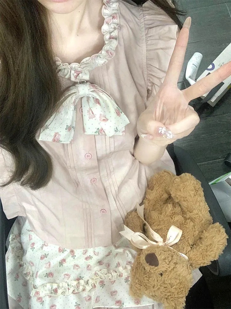 Rose Daydream - Sweet Himekaji Sleeveless Top and Skirt Set