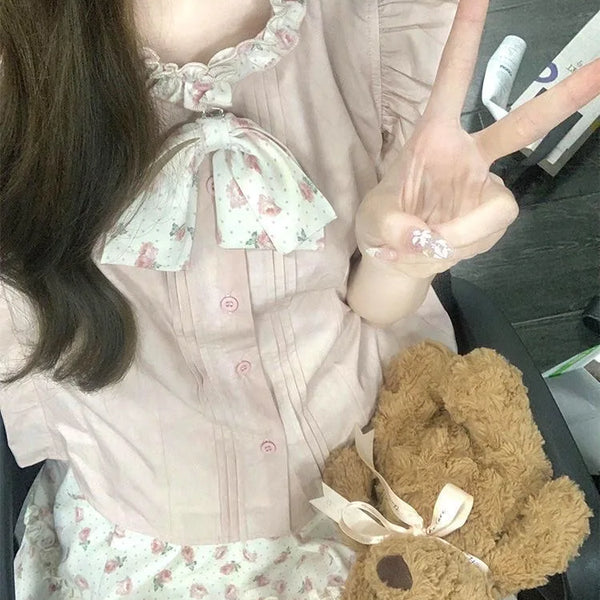 Rose Daydream - Sweet Himekaji Sleeveless Top and Skirt Set