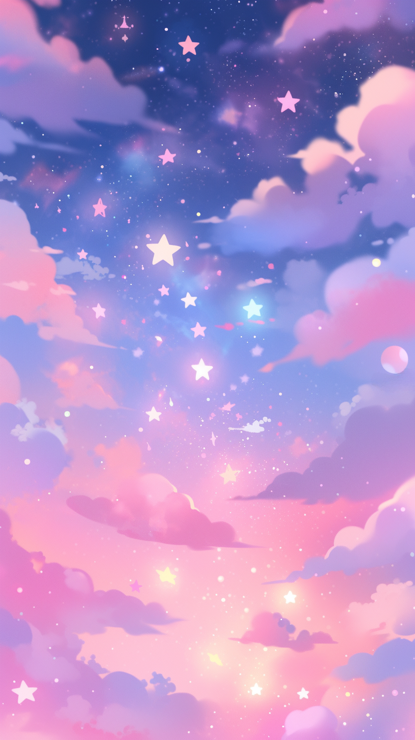 Starry Sunset Pink Gradient iPhone Wallpaper