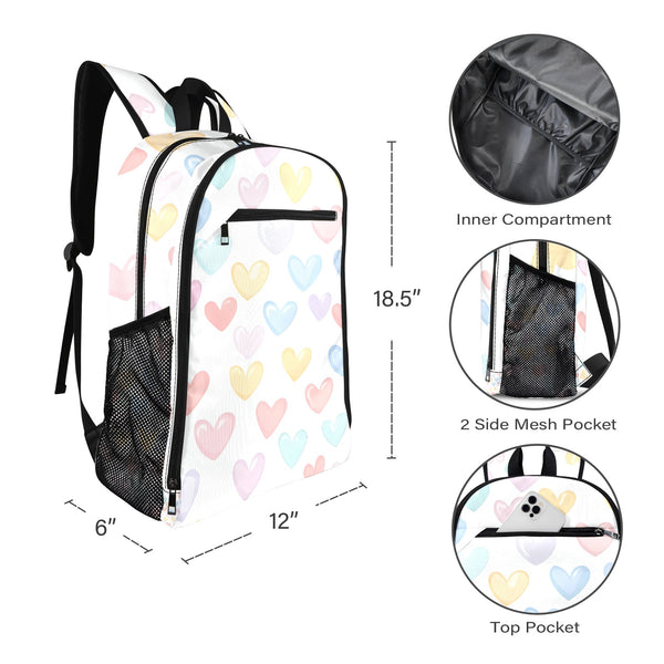 DreamPop Hearts - Cute Pastel Heart Backpack