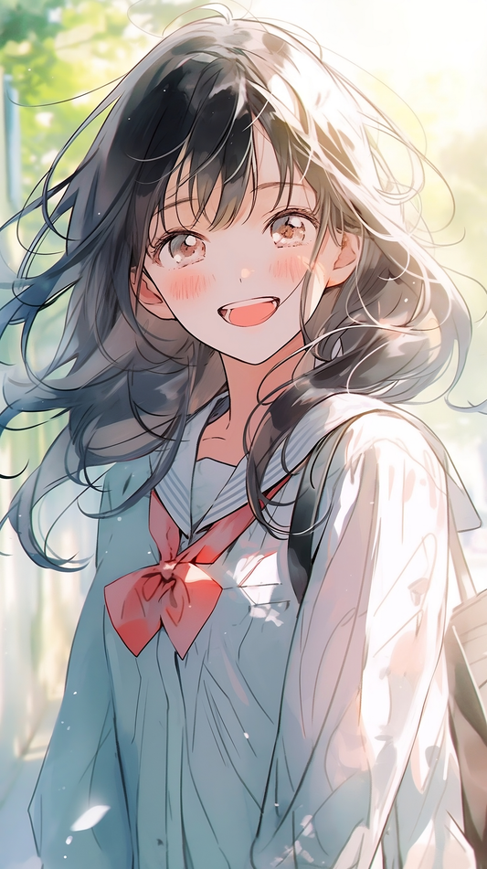 Anime School Girl Phone Wallpaper - Anna
