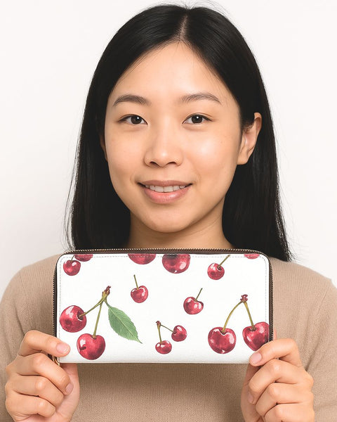 Woman Holding Cute Cherry Wallet