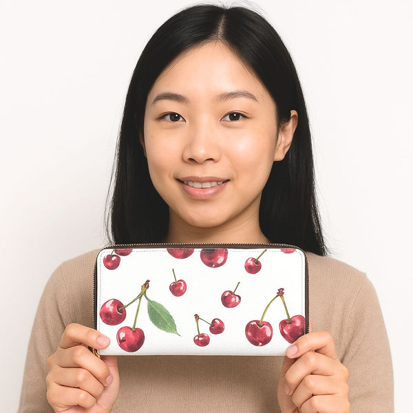Woman Holding Cute Cherry Wallet