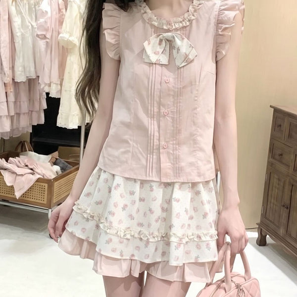 Rose Daydream - Sweet Himekaji Sleeveless Top and Skirt Set