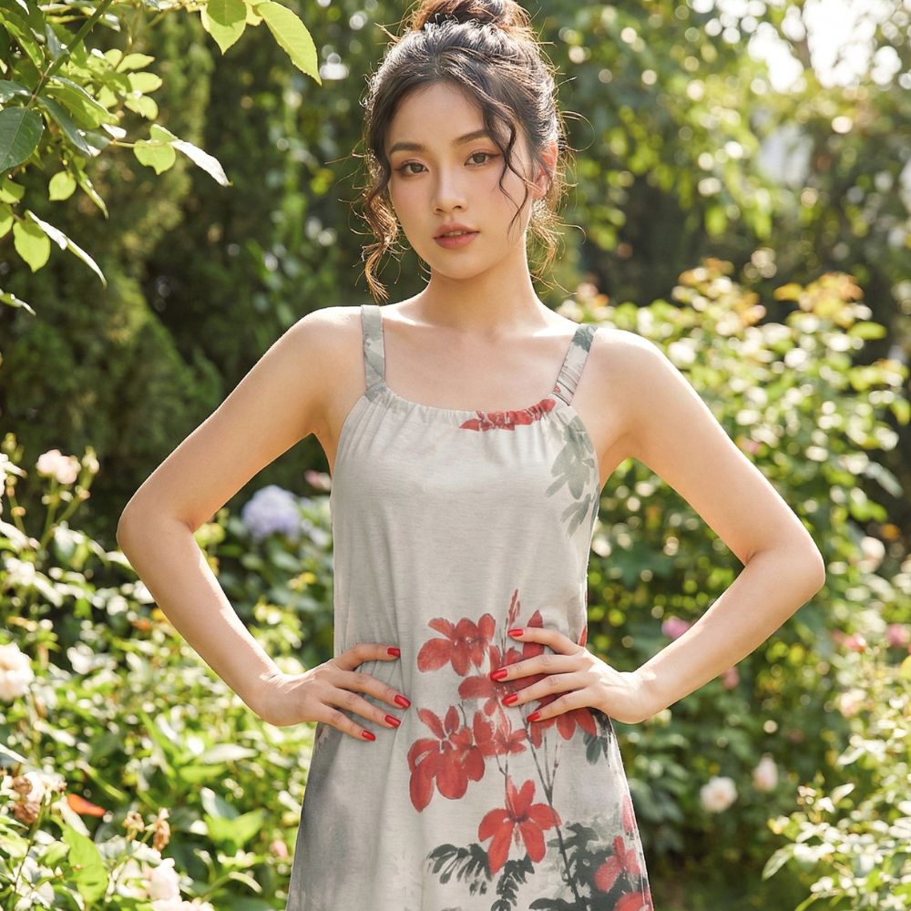 Red Lily - Ink Print Cami Dress