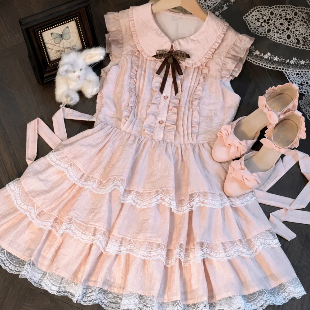 Sakura Cake - Kawaii Himekaji Lace Mini Dress