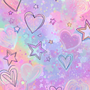 Pastel Hearts and Stars Scribbles - Cute Phone Background