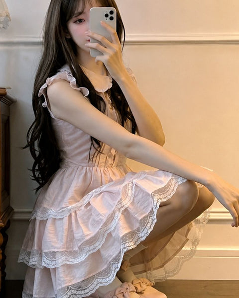 Sakura Cake - Kawaii Himekaji Lace Mini Dress