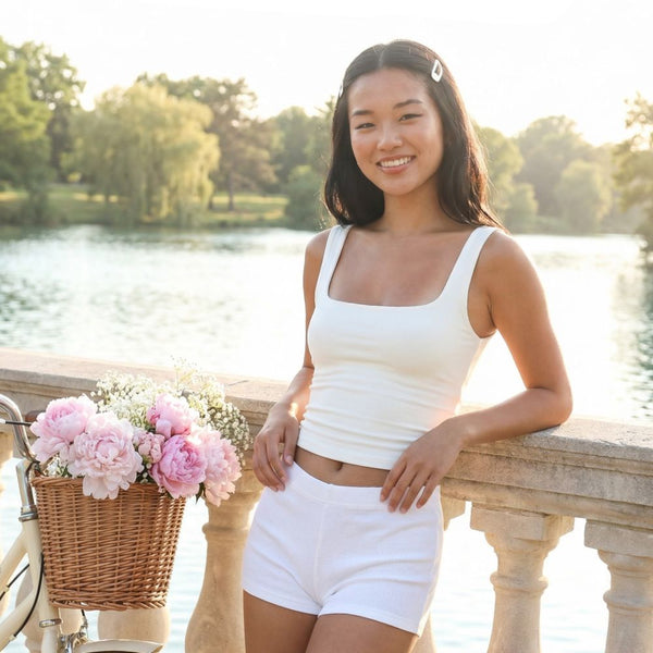 Miracle World White Square Neck Tank Top