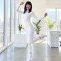 Miracle World White Long Sleeve Turtleneck Jumpsuit